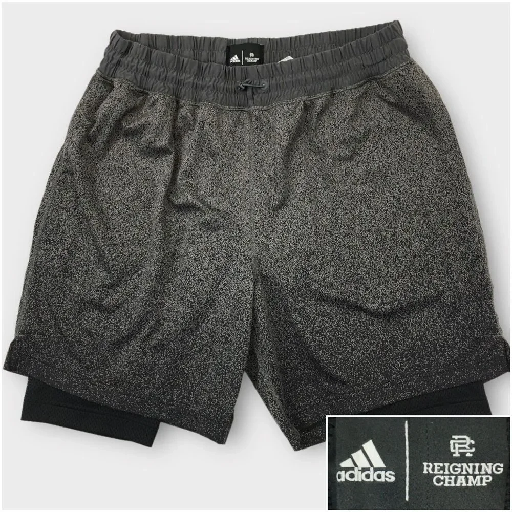 Adidas Reigning Champ Mens‎ Shorts Size XL Lined Performance Drawstring Gray